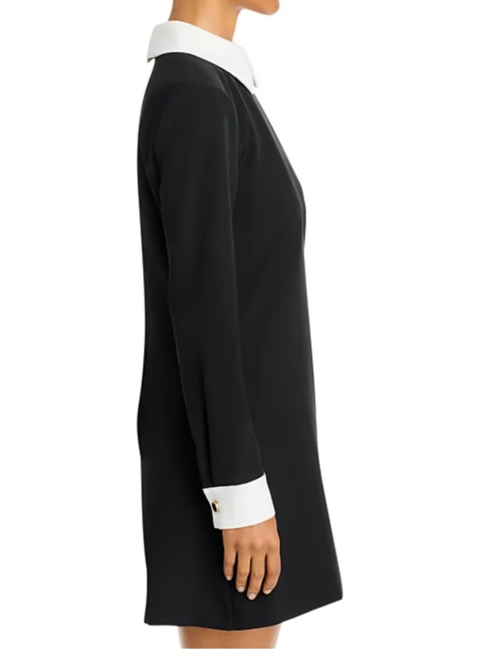 French Connection Echo Long Sleeve Collared Mini Dress Black White Size 10 - Picture 5 of 14